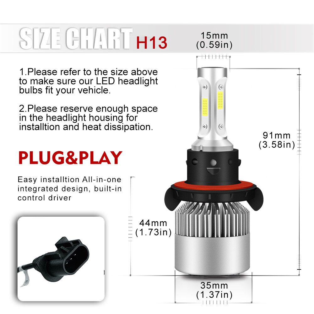 H13 9008 High Low Beam LED Headlight Bulbs Kit Cold White For Nissan NV200 13-21