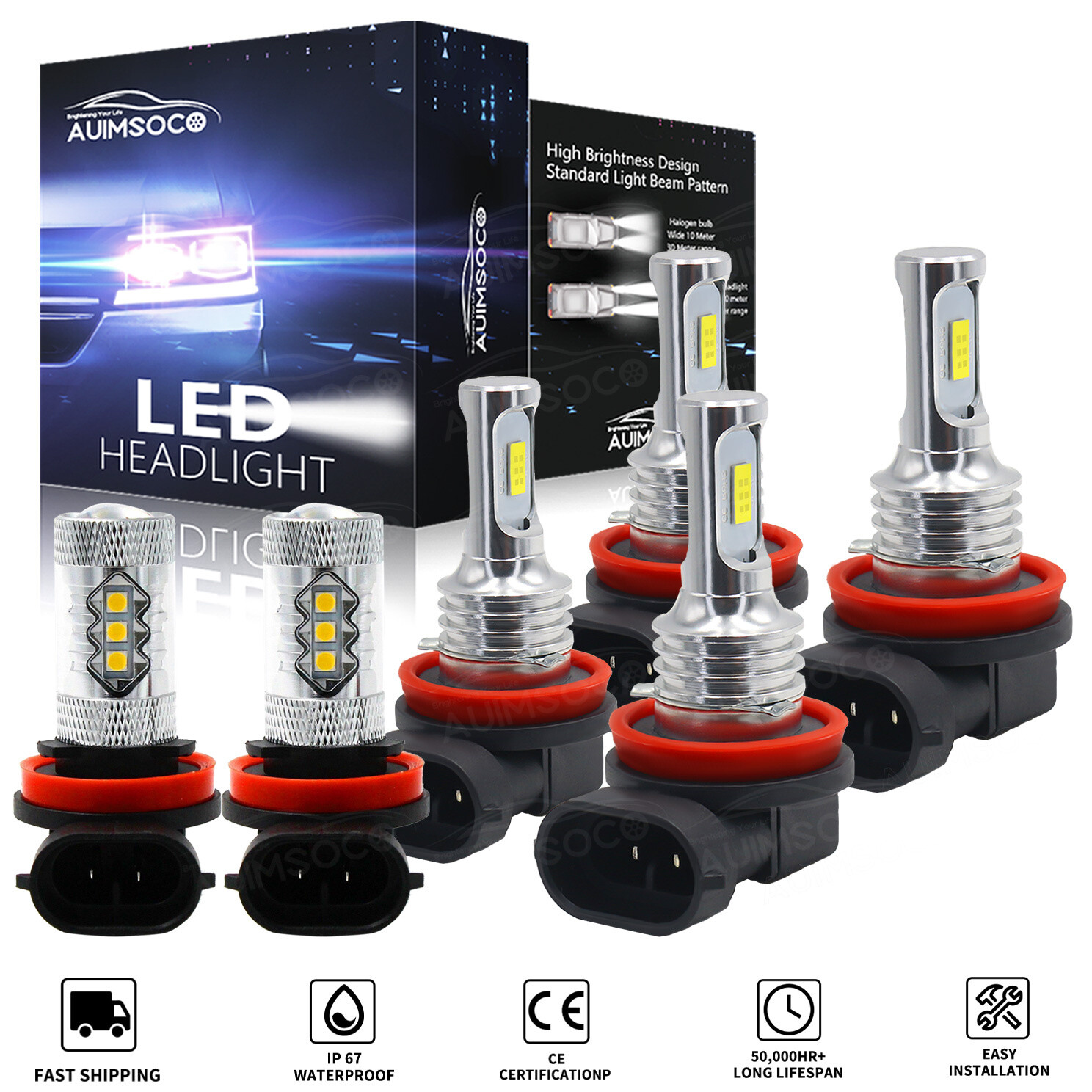 For Toyota Tacoma 2016-2020 – 6X LED Headlight High/Low Beam Fog Light Bulbs Kit