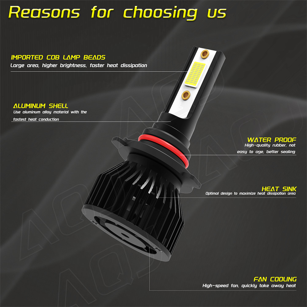 2pcs LED Headlight Kit 9006 HB4 HB4U 6000K 100W 15000LM low Beam Fog Bulbs Pair