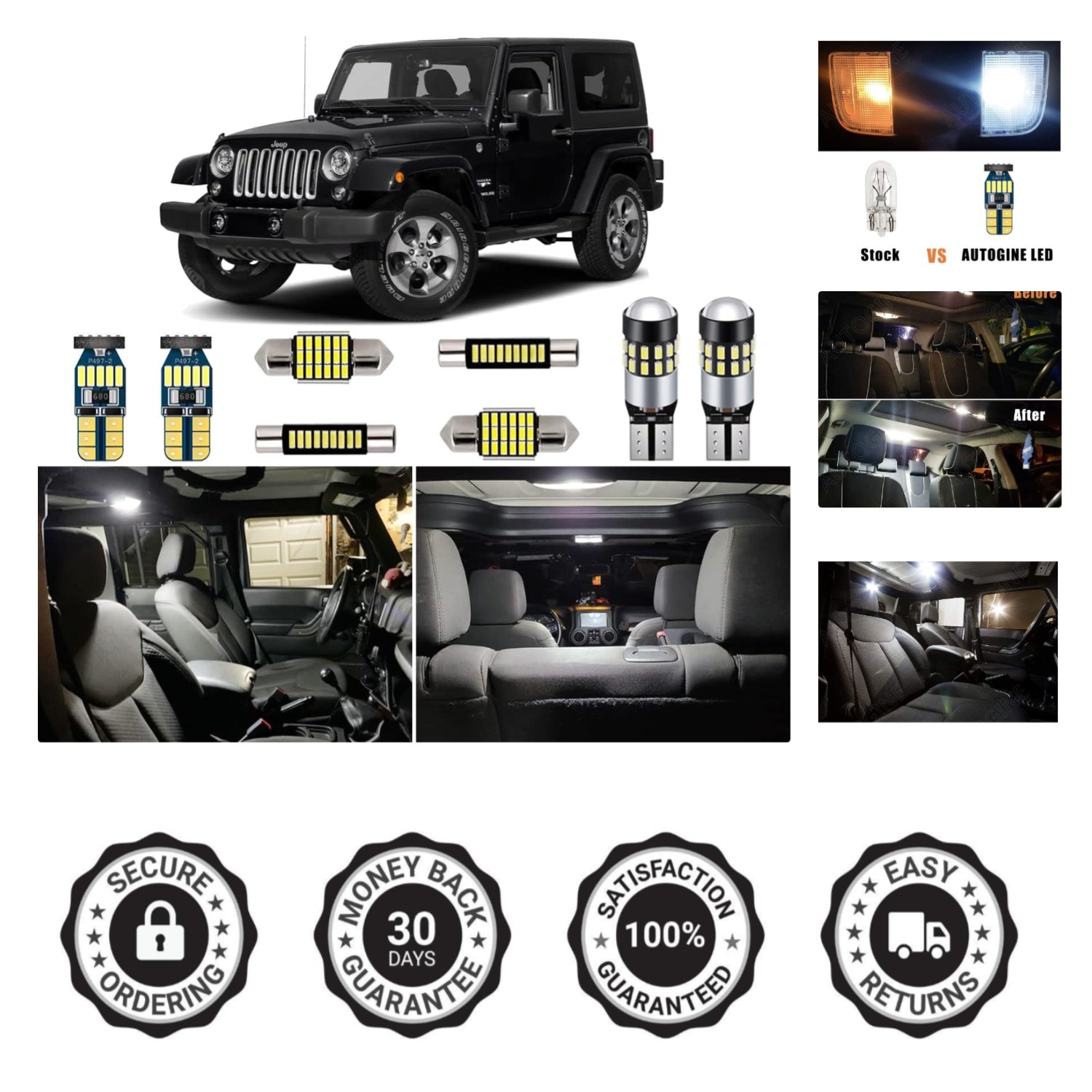 7 Piece Jeep Wrangler Interior LED Lights Kit – 40,000 Hour Lifetime Assurance!