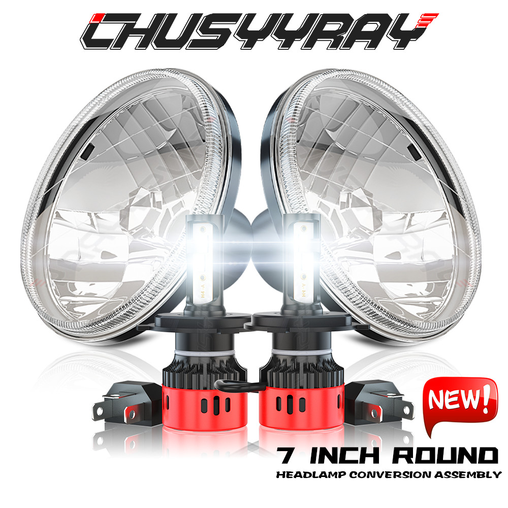 Newest Pair 7inch Led Round Headlights Hi/Low Beam for Peterbilt 379 359 Trucks