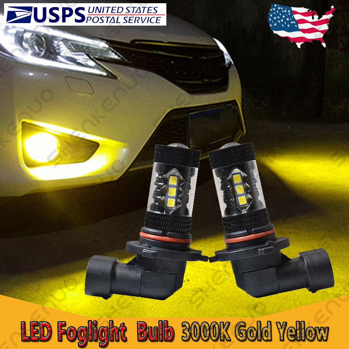 For Ford Explorer 2002-2010 – 2X Golden Yellow 9145 LED Fog Light Bulbs Lamp 80W
