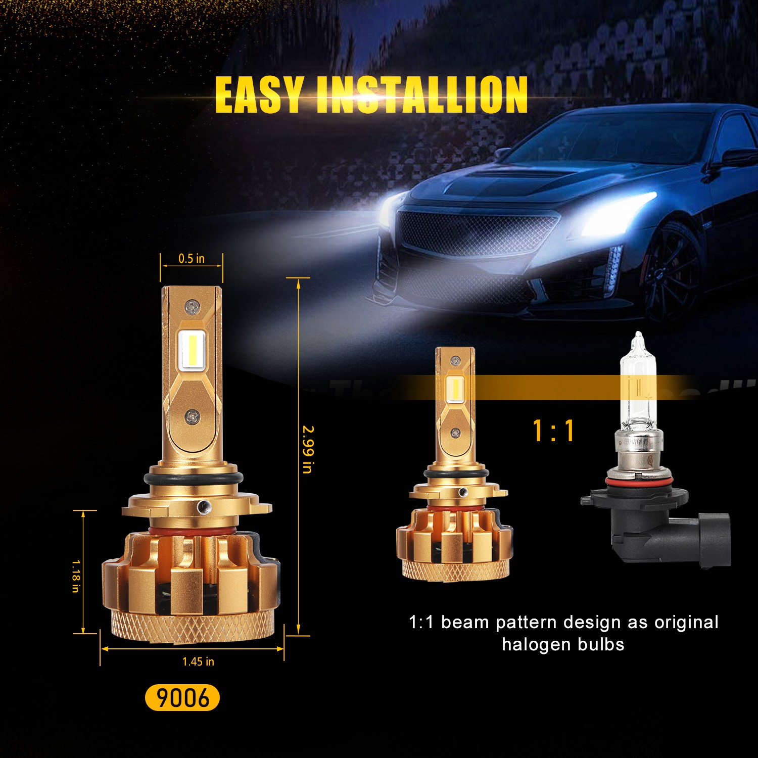 AUXBEAM Canbus HB4 9006 LED Headlight Kit Low Beam Bulbs Super Bright F-16PLUS