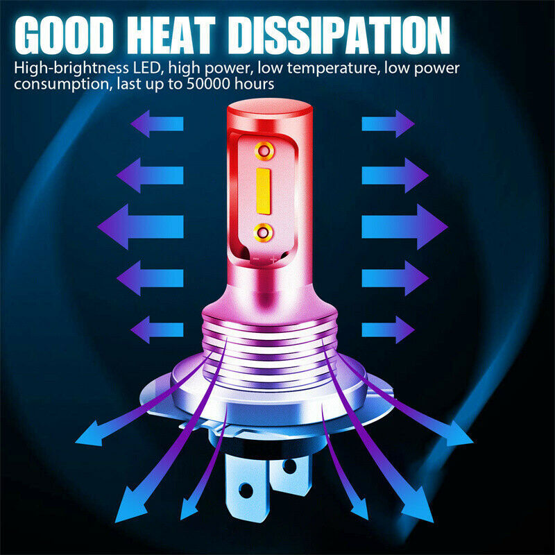 H7 Canbus LED Headlight Bulb High Low Beam Fog Light 100W 10000LM Bright 2pcs