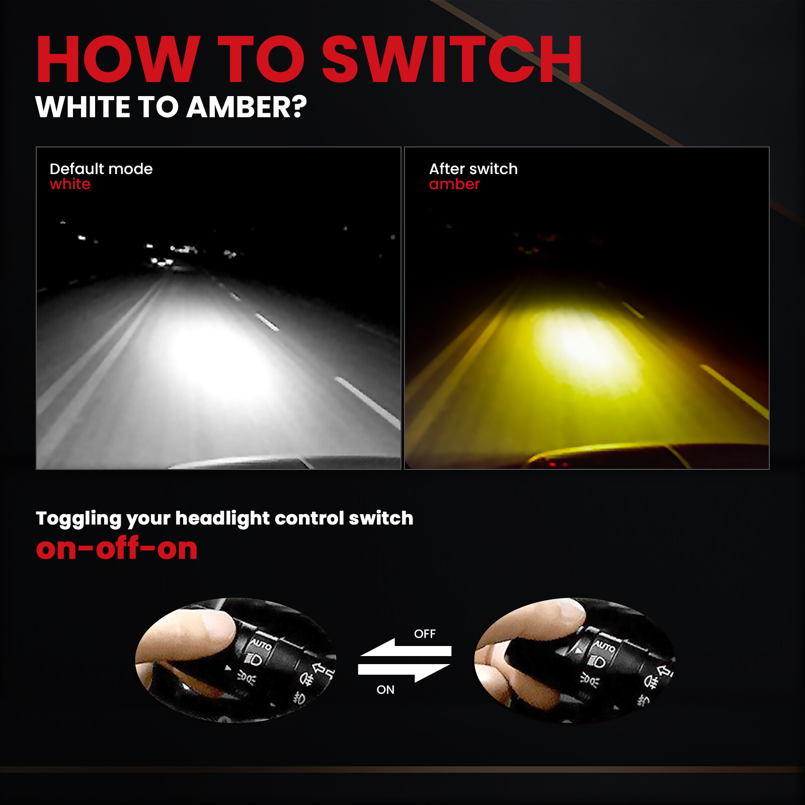 LASFIT 9140 9145 LED Fog Driving Light Bulb Dual Color Switchback 6000LM 60W x2