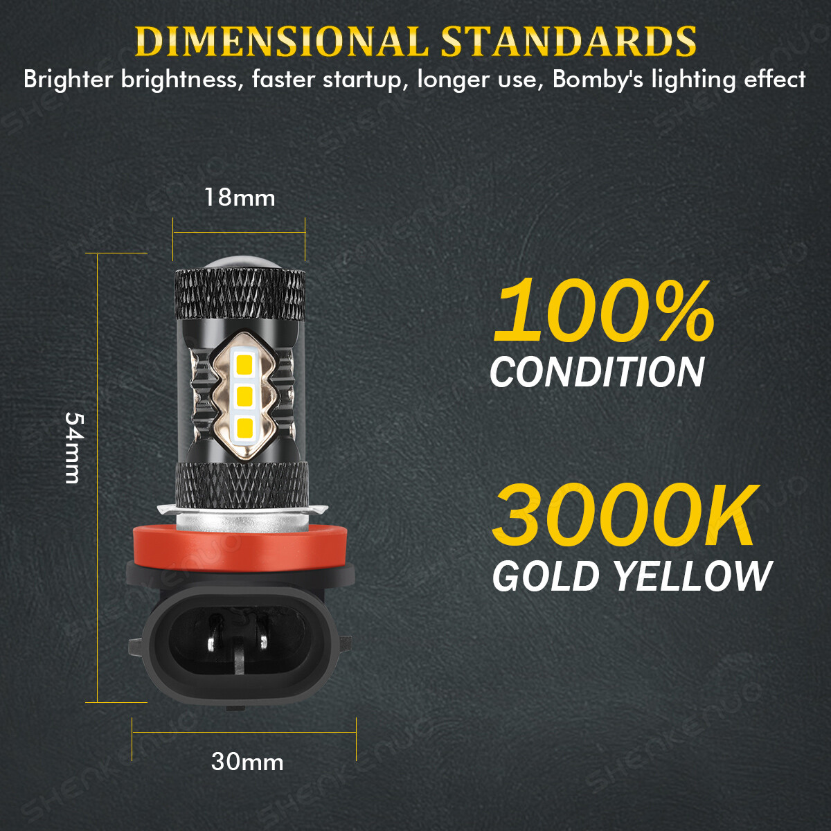 2x 3000K Amber H11 LED Fog Light Bulbs Kit For Toyota Tacoma 2016 2017 2018 2019