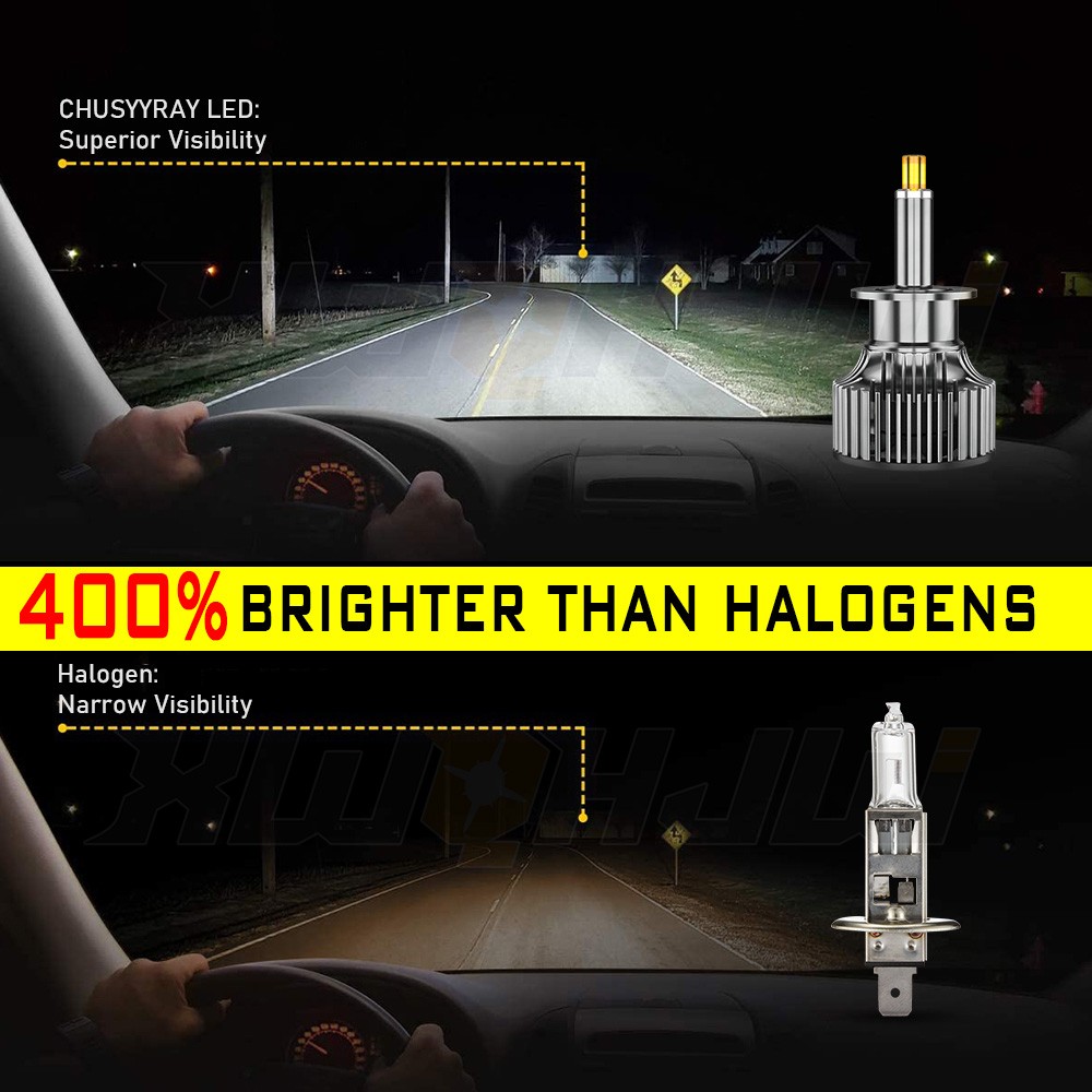 2X H1 LED White Headlight Light Lamp High/Low Beam 12V 6500K Bulb 55W