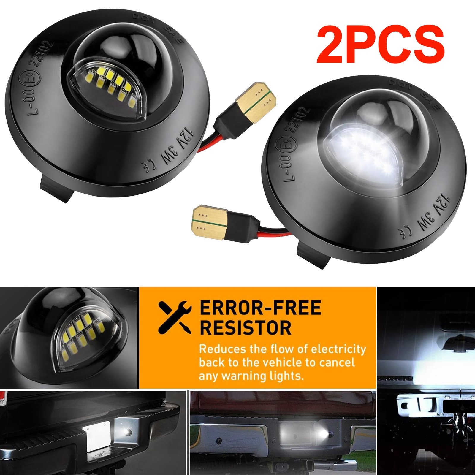 2PC LED License Plate Light For Ford F-150 F-250 F-350 F-450 F-550 Tag Lamp Assy