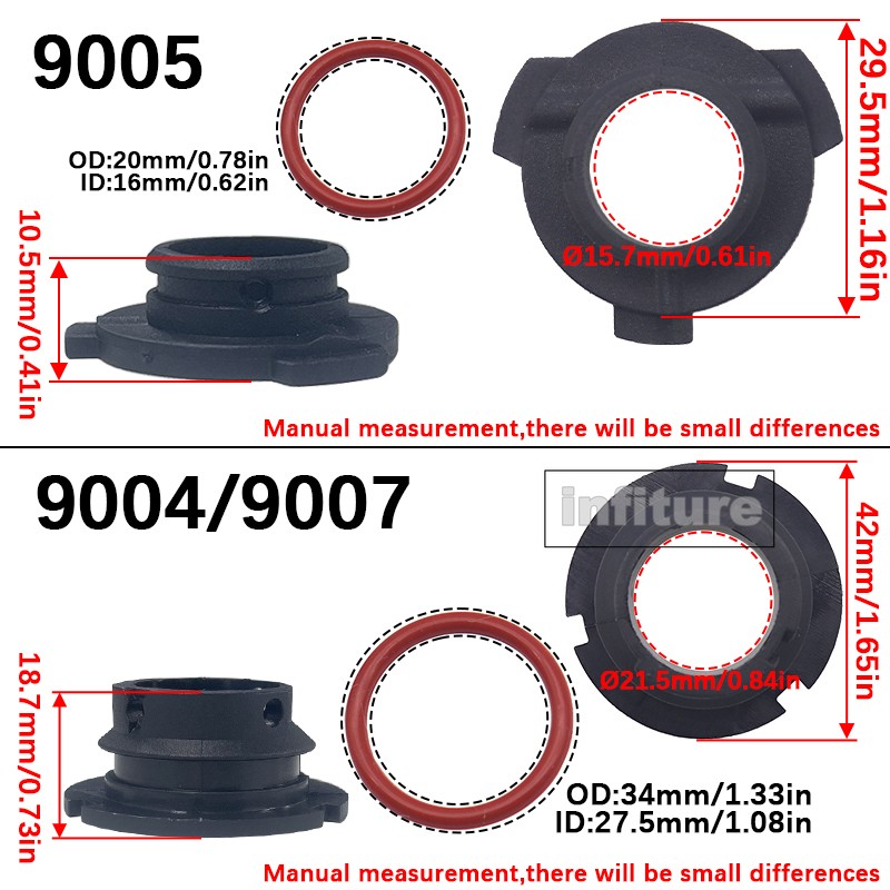 2Pcs LED Headlight Bulb Base Adapter Socket Retainer 9004/9005/9006/H7/H4/H3/H1
