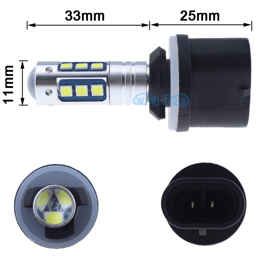 2Pcs 880 899 PG13 Bright White LED Car Fog Lamp Daytime Running Light Bulbs