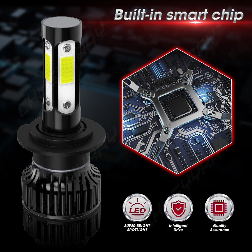 For 2007-2012 GMC Acadia Combo 6000K 4x H7 H11 LED Headlight High/Low Beam Bulbs