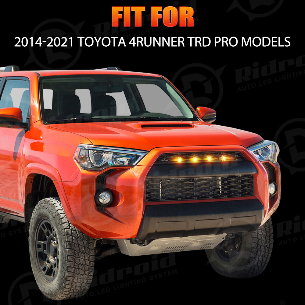 Set 4PCS Smoked Front Grille Led Amber Lights Light For Toyota 4Runner 2014-2019