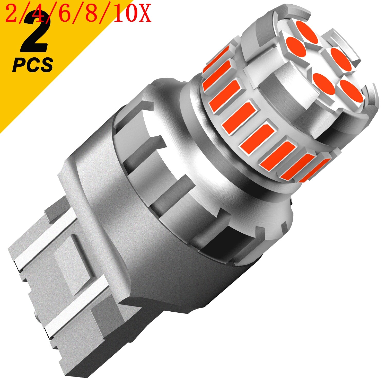 AUXITO 7443 RED Flash Strobe Blinking 7440 Brake Tail Stop Light LED Bulb 2/10x