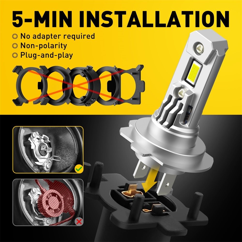 2x H7 LED Headlight Bulb High or Low Beam Super White 30000LM Lights 1-10Set