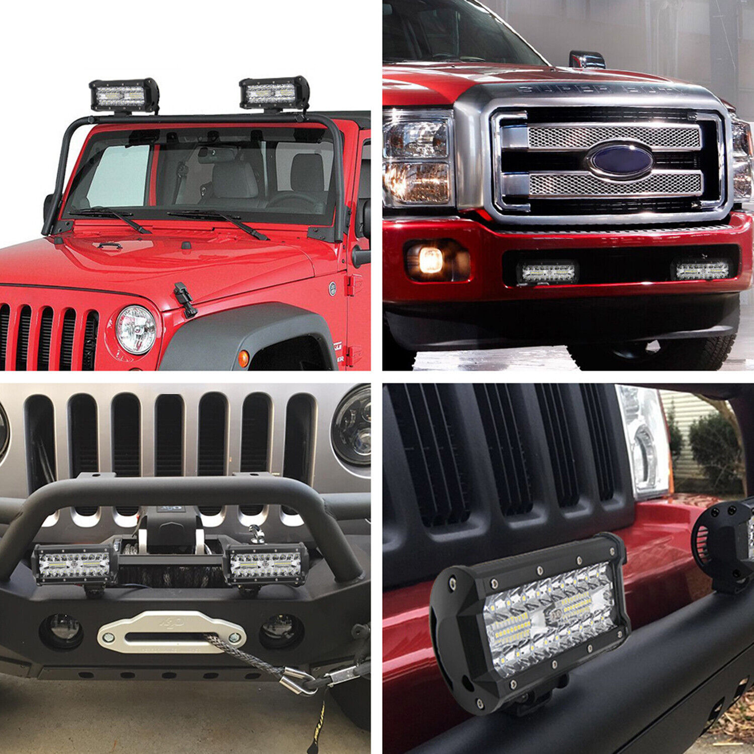 6pcs 7″ LED Pod Lights Driving Work Lamps Off Road Truck SUV ATV UTV Tractor 4WD