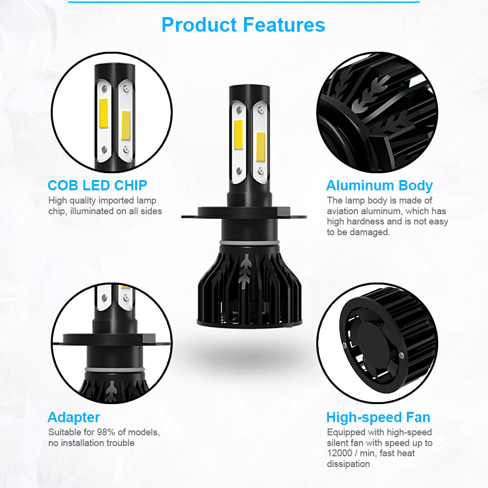 H4 9003 HB2 LED Headlight Hi/Low Beam Bulbs Conversion Kit 16000LM 120W