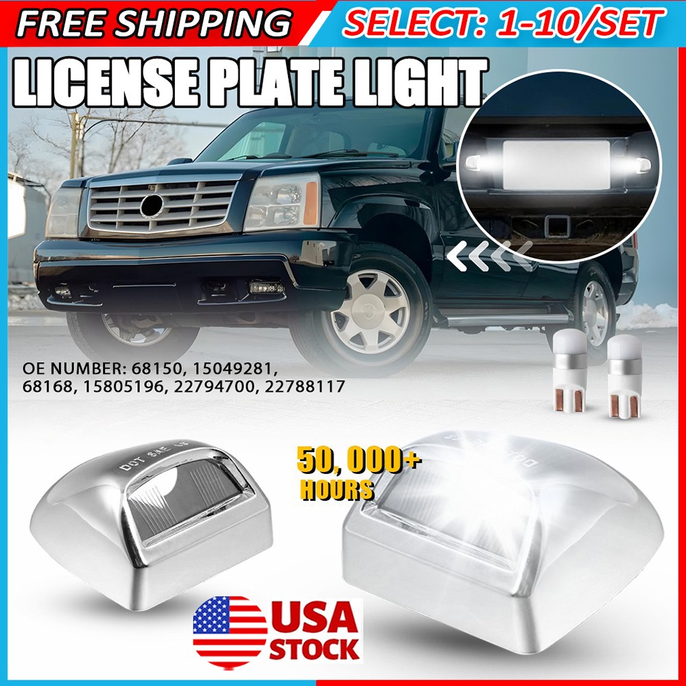 2-20x Fit Cadillac Escalade Chevy Suburban Rear License Plate Light Cover W/Bulb