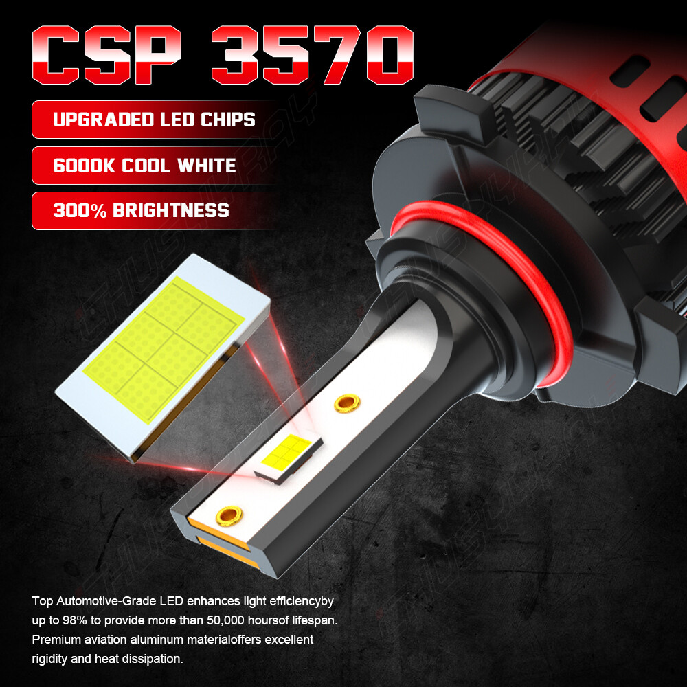 MINI 9005 9006 H11 Combo LED Headlight Bulbs Fog Kit 6000K White High Low Beam
