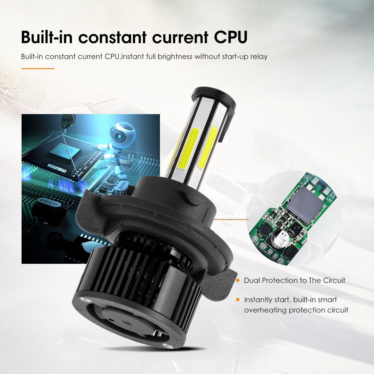 6-Sides H13 9008 LED Headlight High Low Beam Bulbs Super Bright White 450000LM