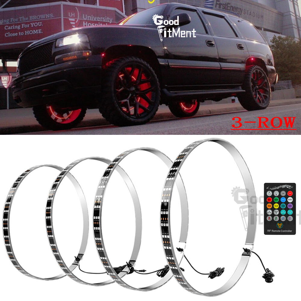 4x 15″ For Chevrolet Tahoe Car Rim Lights Wheel Ring Light 3-Row RGB Dream Light