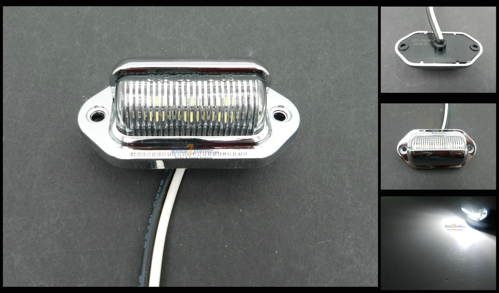 (1) Chrome 6 LED Surface License Plate Light Tag Interior Step Trailer Truck RV