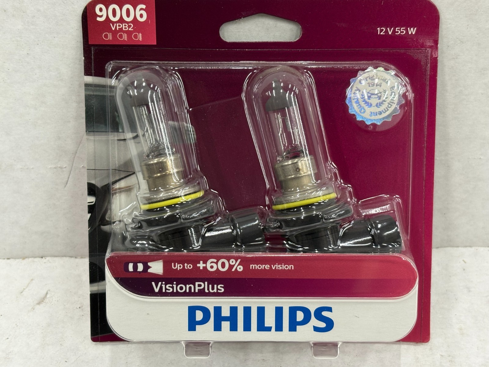 PHILIPS 9006VPB2 VISION+ 55W TWO BULBS HEAD LIGHT LOW BEAM REPLACEMENT (JS19)