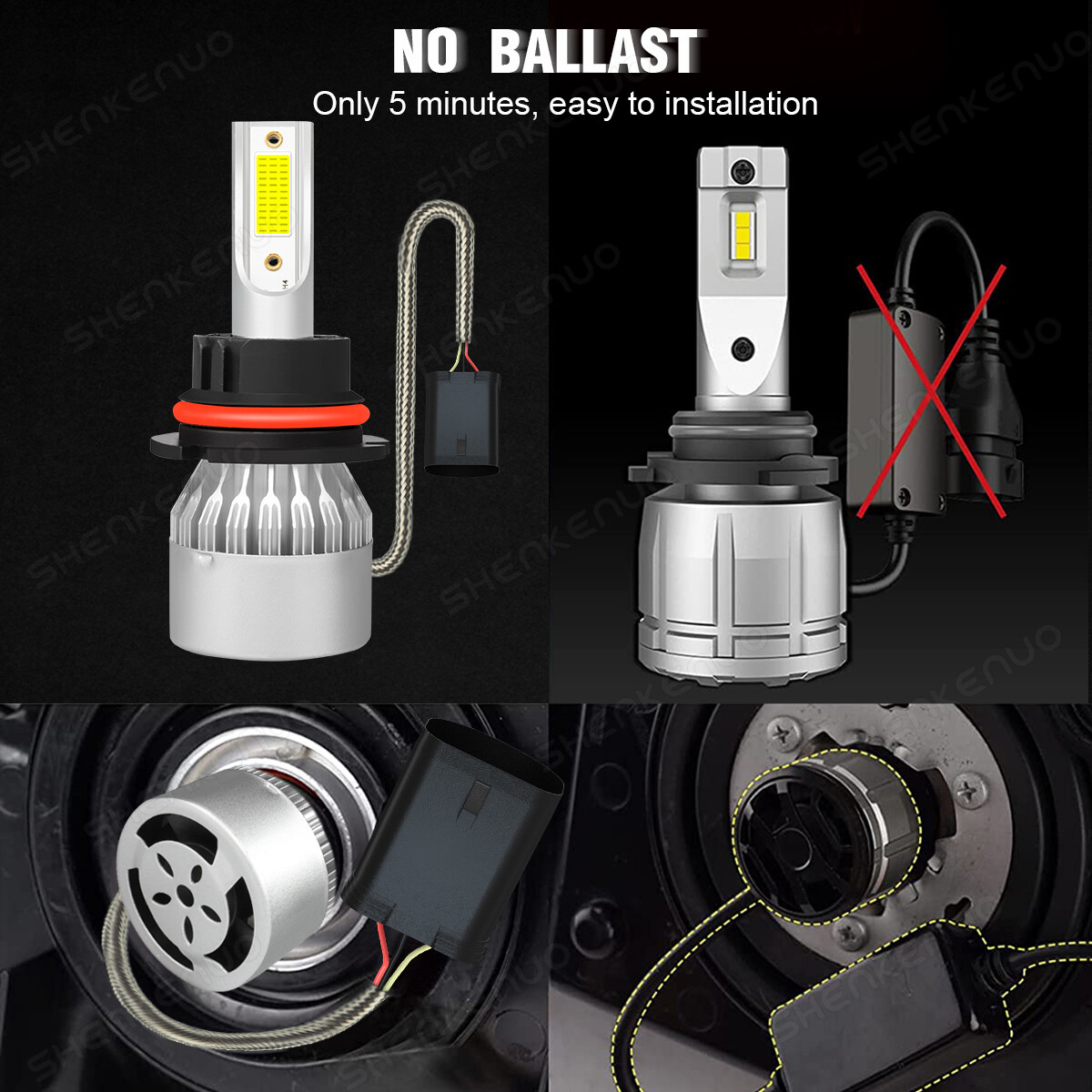 1 Pair 9007 HB5 LED Headlight Bulbs Kit High Low Beam 6000K Super White