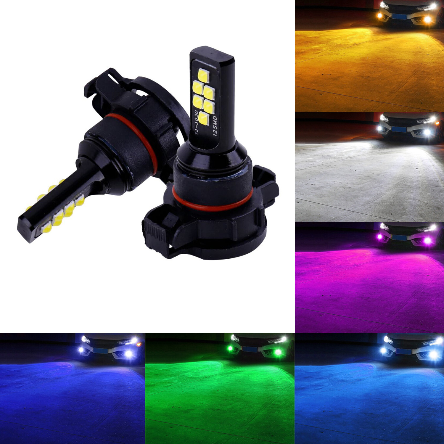 G4 Automotive 2x H16 5202 LED Bulbs Advanced SMD 3030 Bright Colorful Fog Light