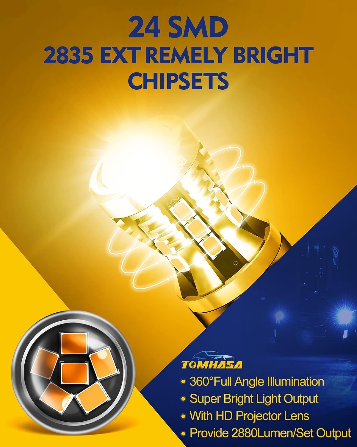 Energy Efficient Amber 7440 7443 LED Bulbs – Ultimate Visibility Upgrade