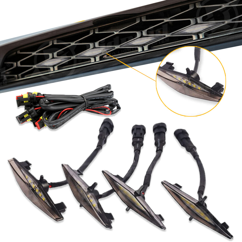 Set 4PCS Smoked Front Grille Led Amber Lights Light For Toyota 4Runner 2014-2019