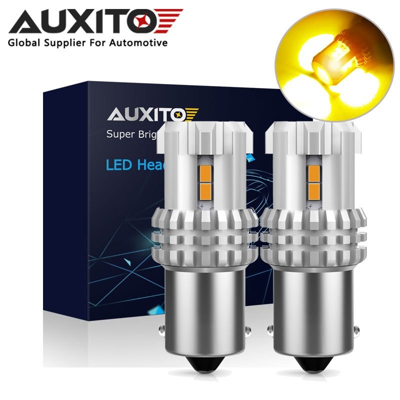 AUXITO 1156 LED Turn Indicator Signal Brake Amber Light Bulbs BA15S Yellow 7506