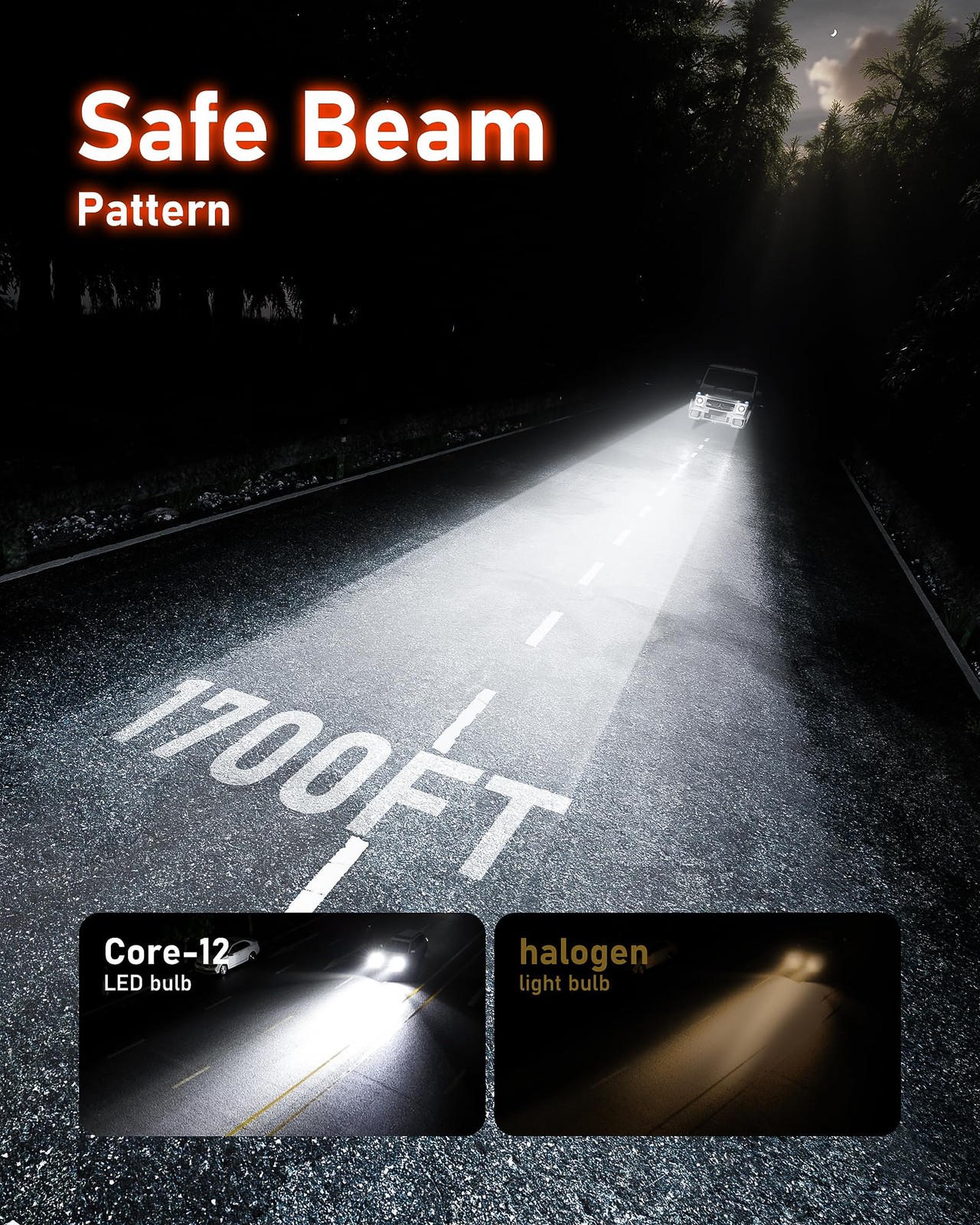 9007 HB5 Dual Beam LED Bulbs 40000LM 45W Cool White IP68 Waterproof Upgrade