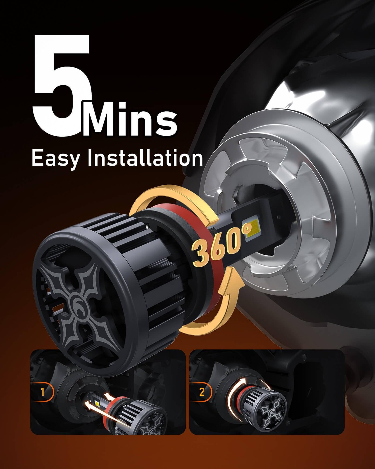 9007 HB5 Dual Beam LED Bulbs 40000LM 45W Cool White IP68 Waterproof Upgrade