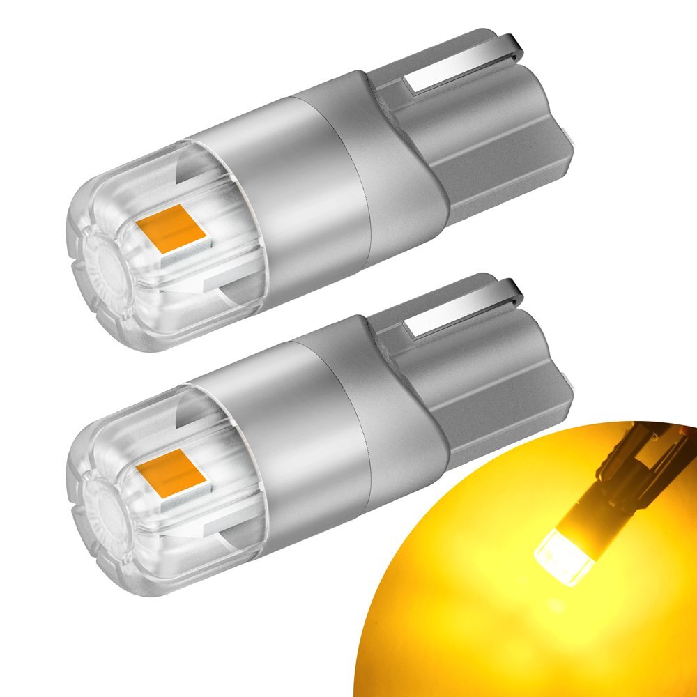 2pcs T10 Yellow LED Side Marker Light Bulb 168 194 2825 CANBUS Error Free Amber