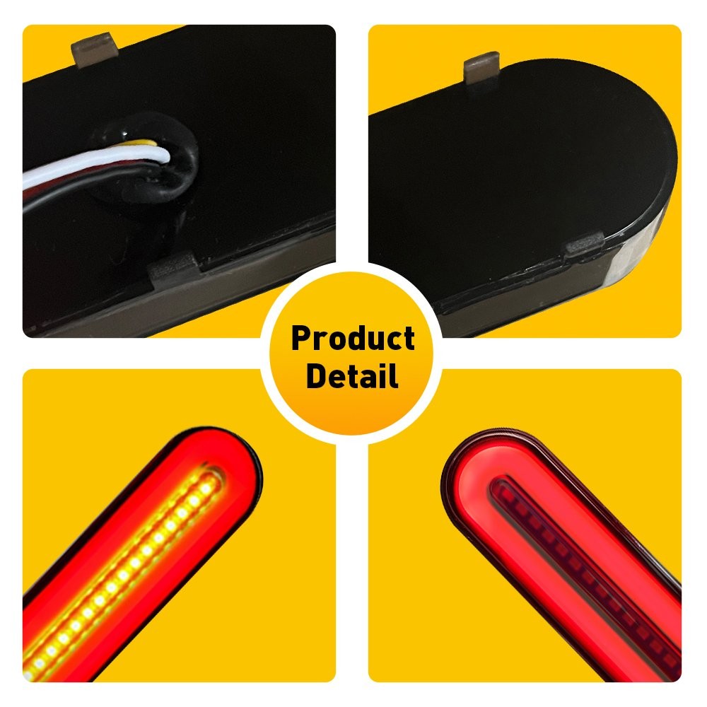 2X Car Oval LED Truck DRL Flowing Light Turn Bar Signal Stop Brake Tail Strip