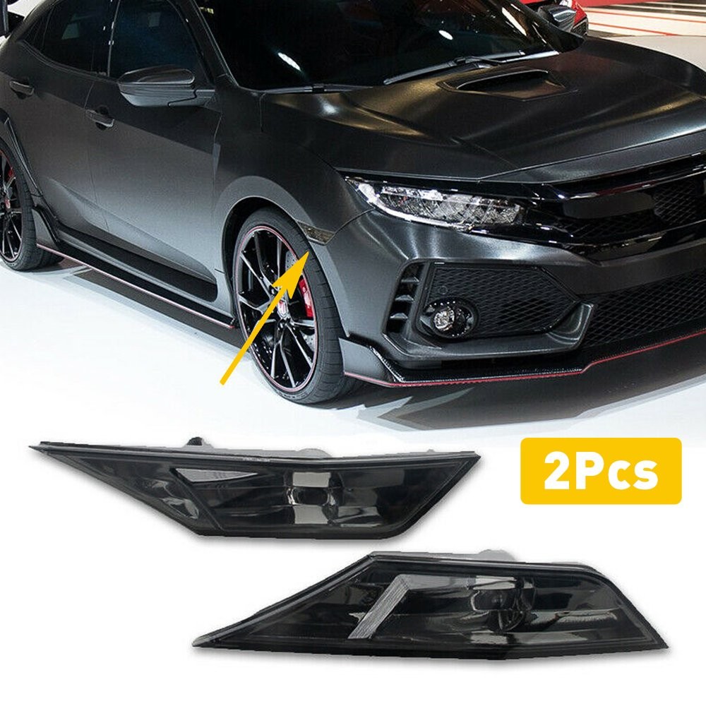 For 2016-2021 Honda Civic LED Side Bumper Marker Light Front Left + Right Smoked