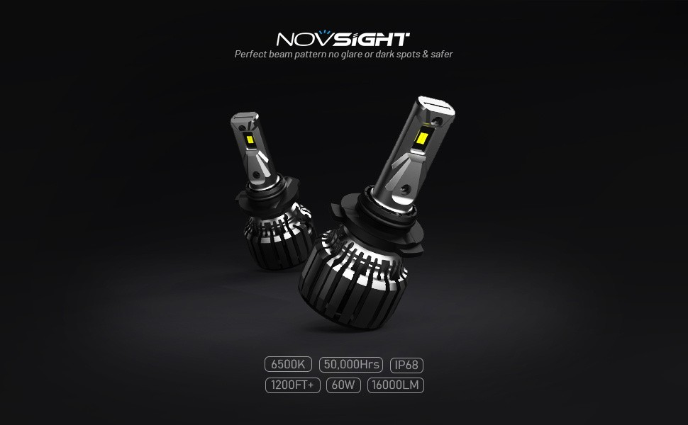 NOVSIGHT 9006 HB4 LED Headlight Bulb 60W 13000LM 6500K Super Bright White Canbus