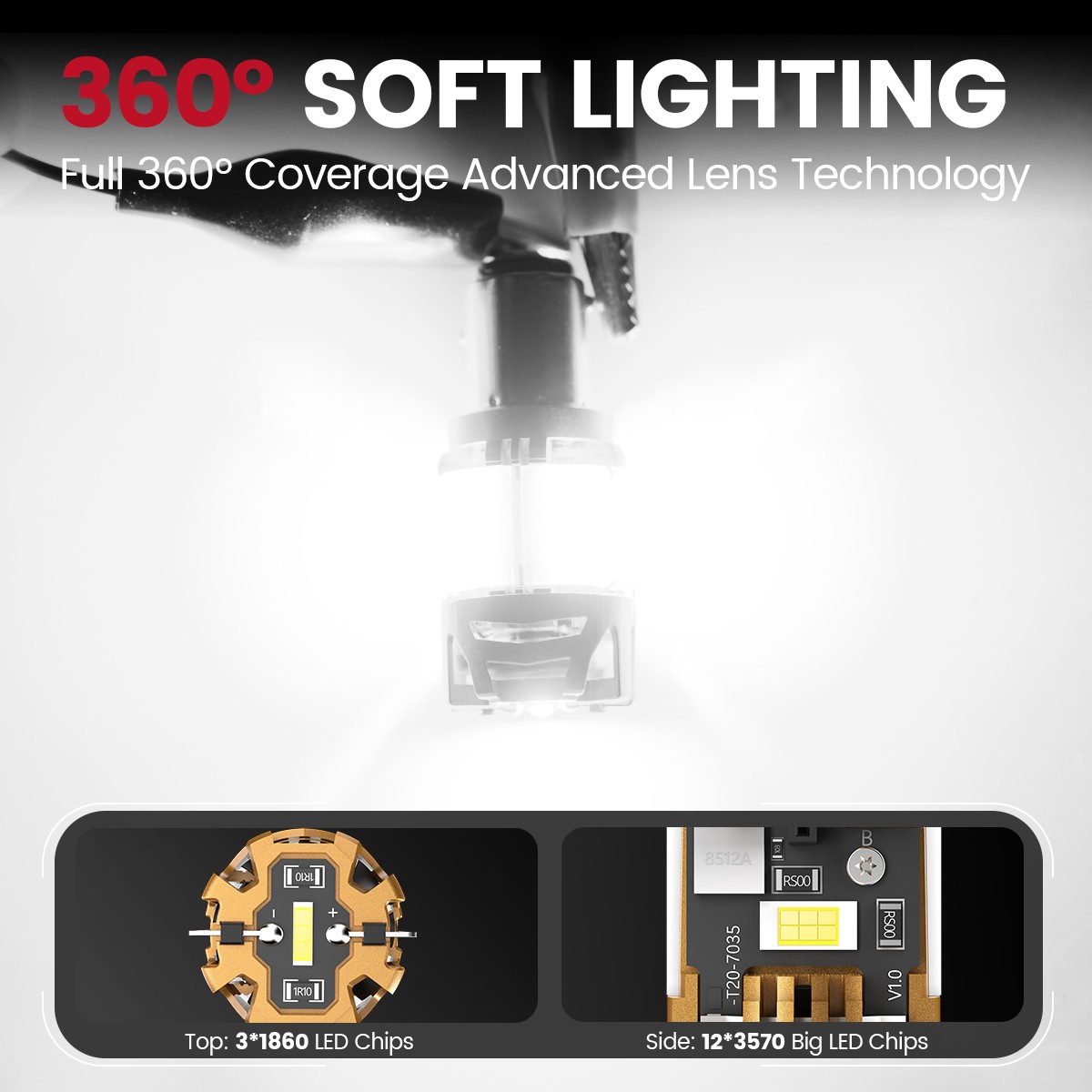 LASFIT 1156 1459 Canbus LED Backup Reverse Light Bulb White 48W 6000K Error Free