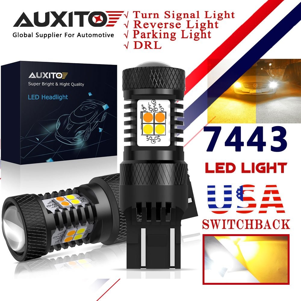 16SMD-3030 LED Turn Signal Parking/DRL Lights 7443 Switchback Super Amber White