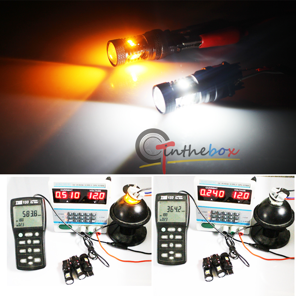 2x Switchback White&Yellow 3157 T25 3030-SMD LED Parkng Turn Signal Light Bulbs