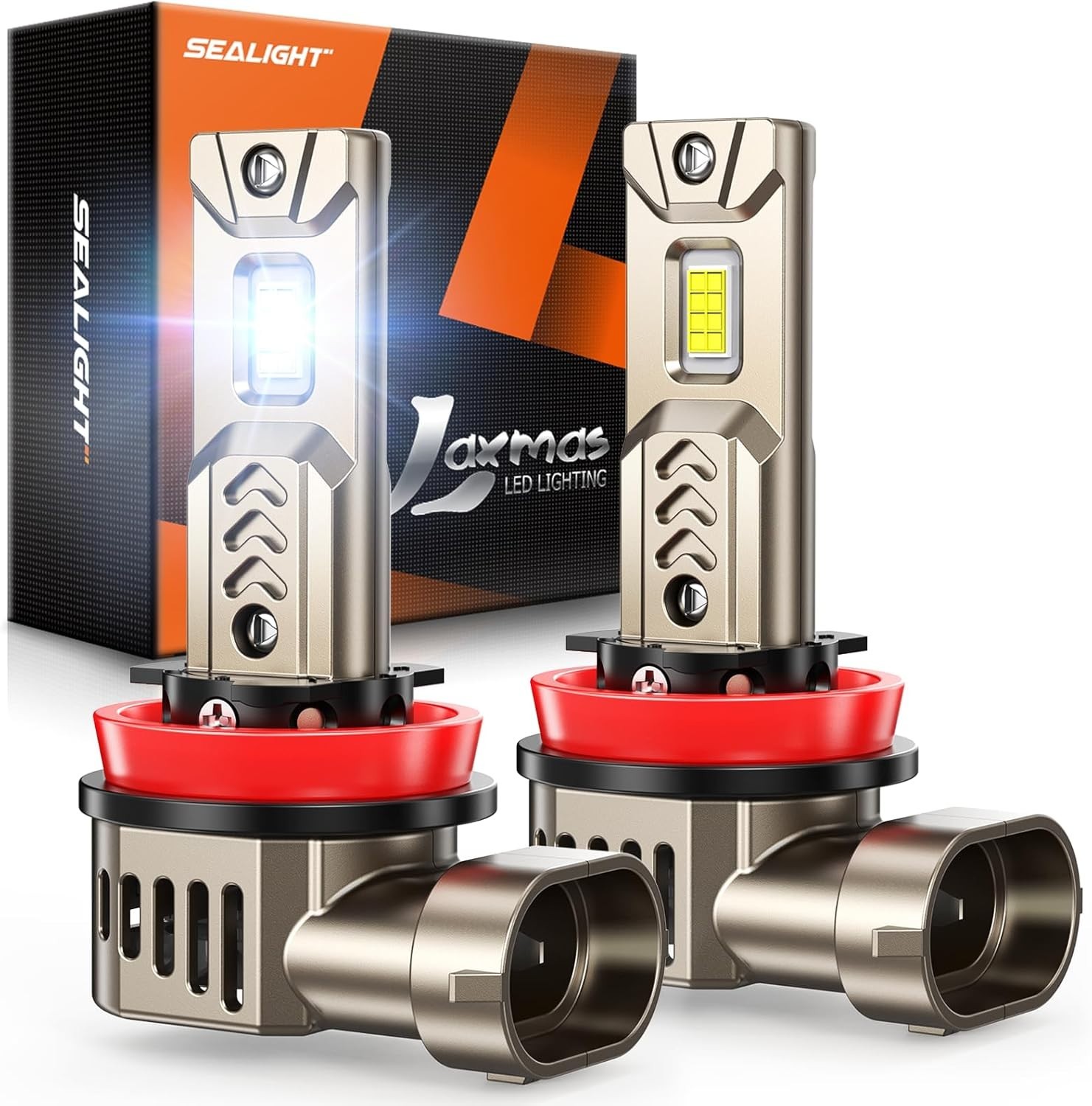Bright White H8/H9/H11 LED Bulbs, 10X Brighter, 2 Pack for Powersports Lighting