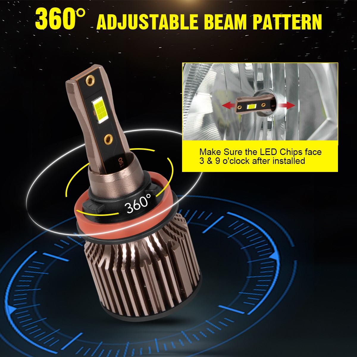 For Buick Allure 2005-2010 4X Combo LED Headlights Bulbs Kit High Low Beam Lamp