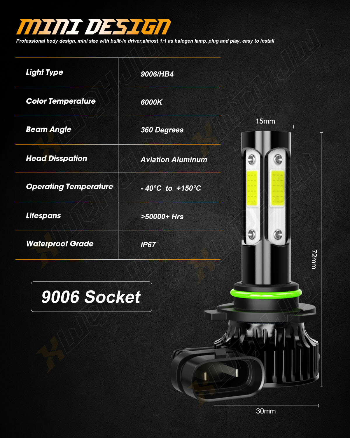 4x Combo 6000K LED Headlight Bulbs for Buick Lucerne 2006-2011 High Low Beam
