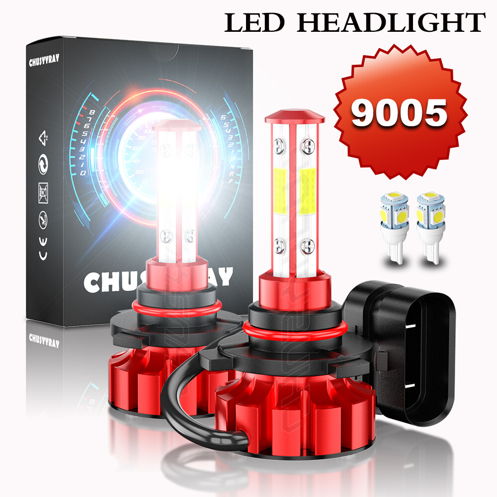 4 Side 9005 LED Headlight Super Bright Bulbs Kit White 6000K High/Low Beam 2PCS