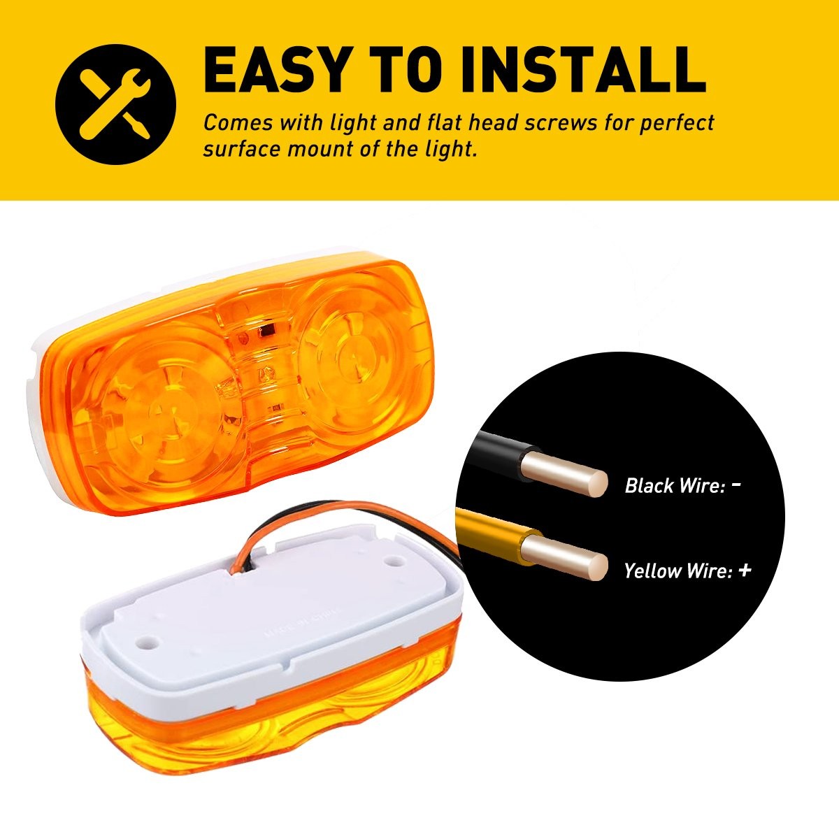 2x Amber 21LED Side Marker Lights RV Truck Trailer Clearance Light Waterproof US
