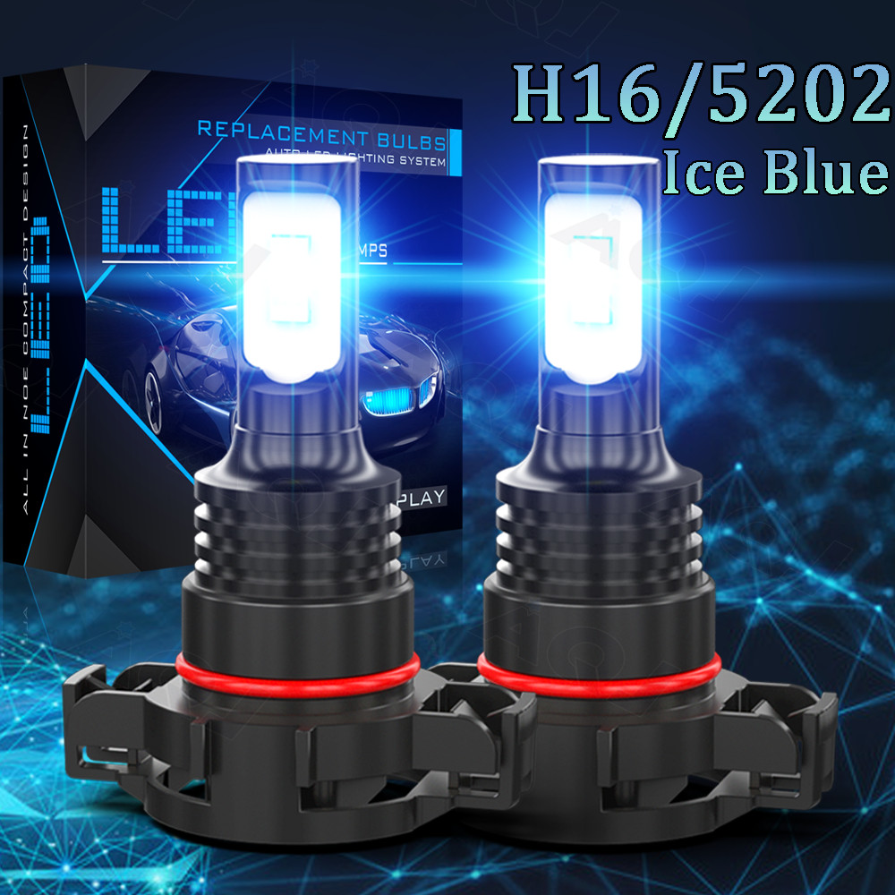 2x H16 5202 blue LED Daytime Running Light DRL Bulbs for Jeep Compass 2017-2019