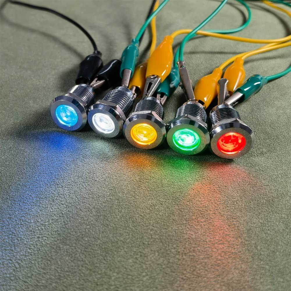 High-Performance 5pcs Round LED Indicator Lights with Metal Shell – AC/DC 12-24V