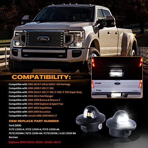 2x Set LED License Plate Light Replacement For Ford F150 F250 F350 1990-2014