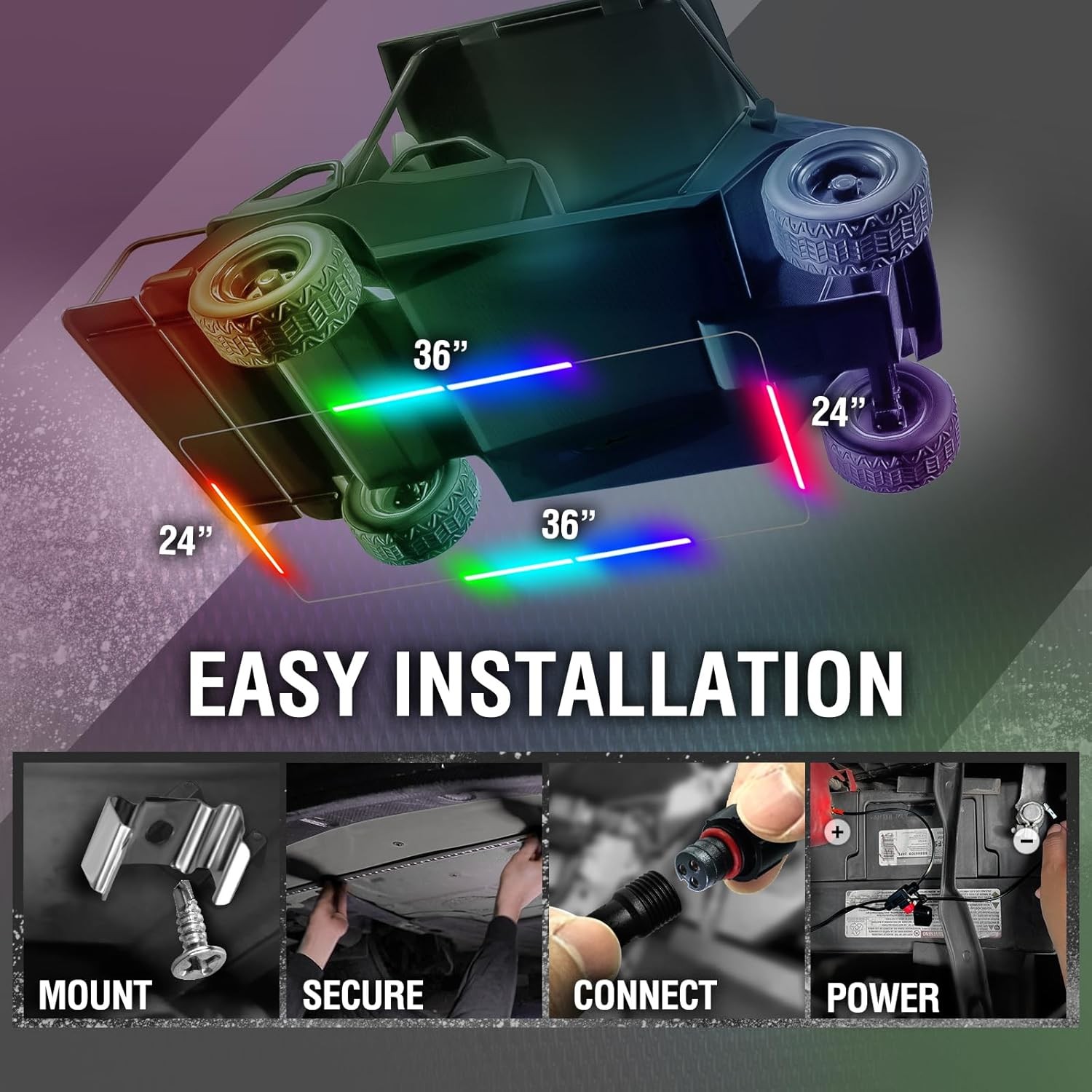 OPT7 6PC DreamColor Golf Cart Underglow LED Light Bar EZGO Yamaha APP+Remote