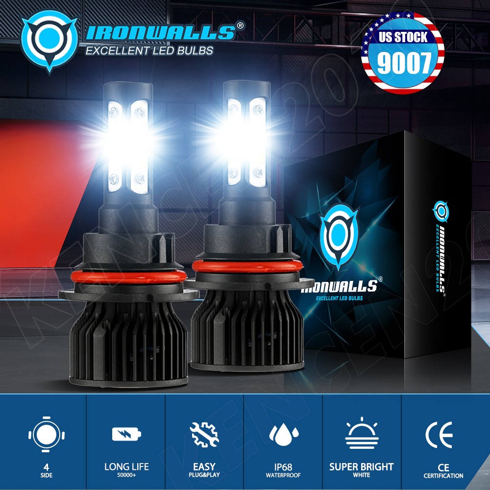 4-Sides 9007 HB5 LED Headlight Bulbs High Low Beam 2000000LM White Super Bright